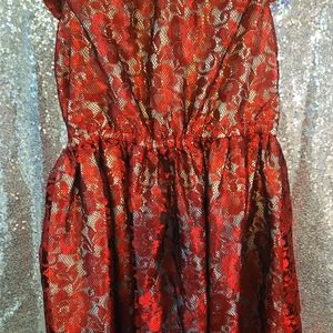 Red lace girls dress